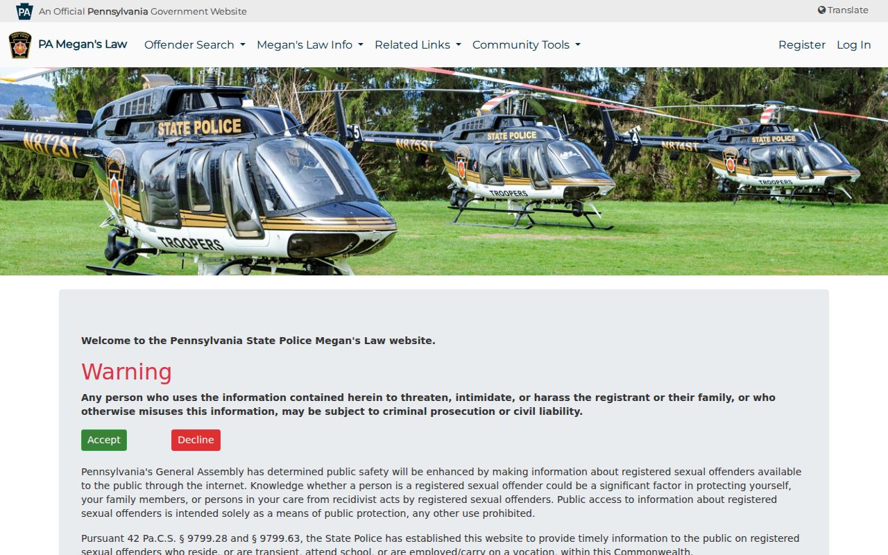 Carlisle residents directory Pennsylvania Megan's Law registry source