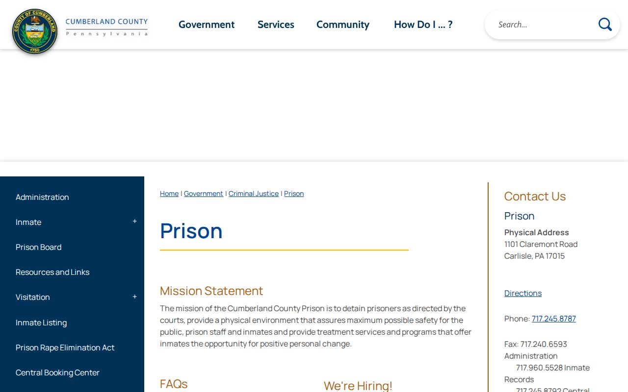 Carlisle residents directory Cumberland County Prison source