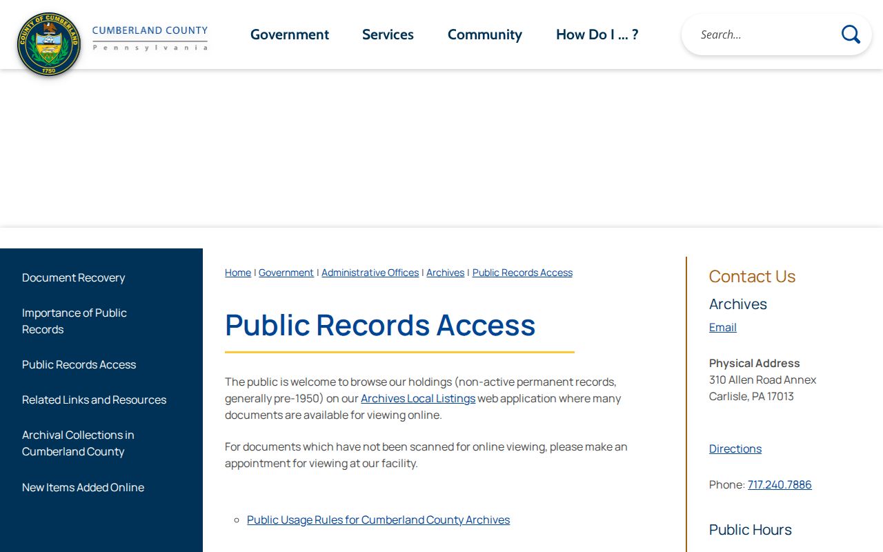 Carlisle street directory Cumberland County Archives access