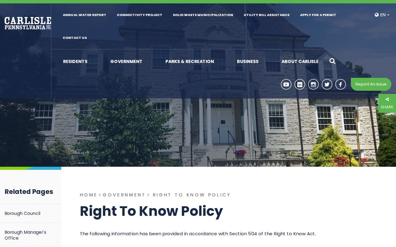 Carlisle resident lookup Borough RTKL policy source