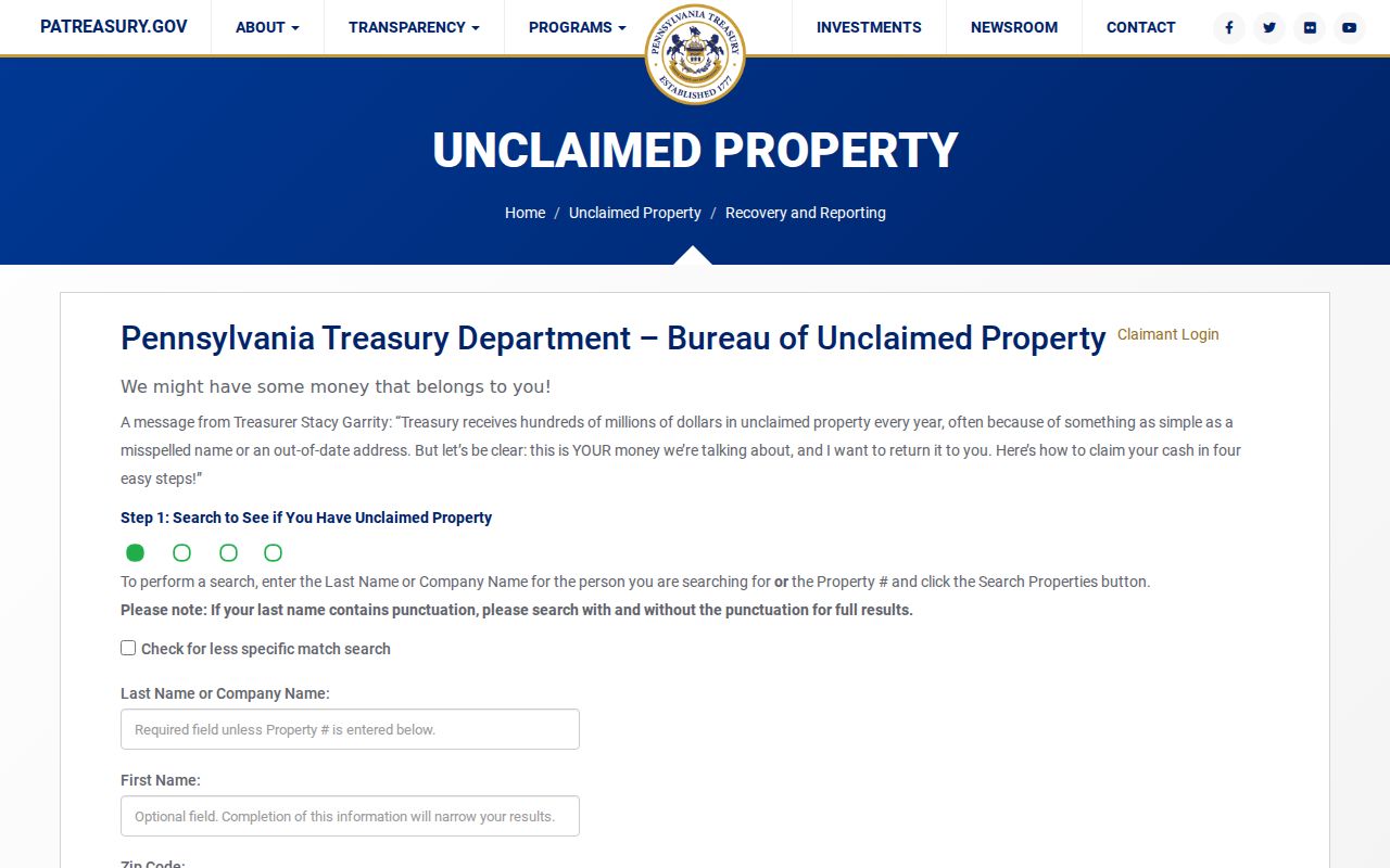 Carlisle previous residents Pennsylvania Treasury source