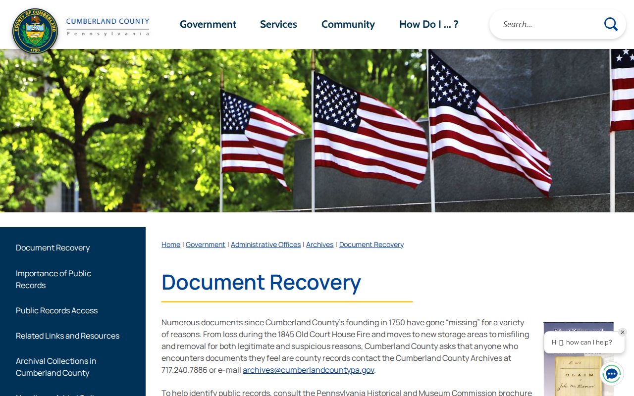 Carlisle previous residents County Archives document recovery source